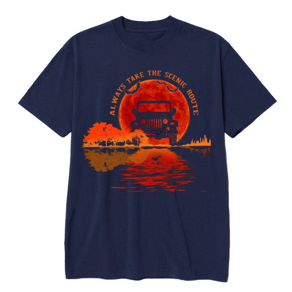 Always Take the Scenic Route Moon Lake Halloween Jp T-shirt