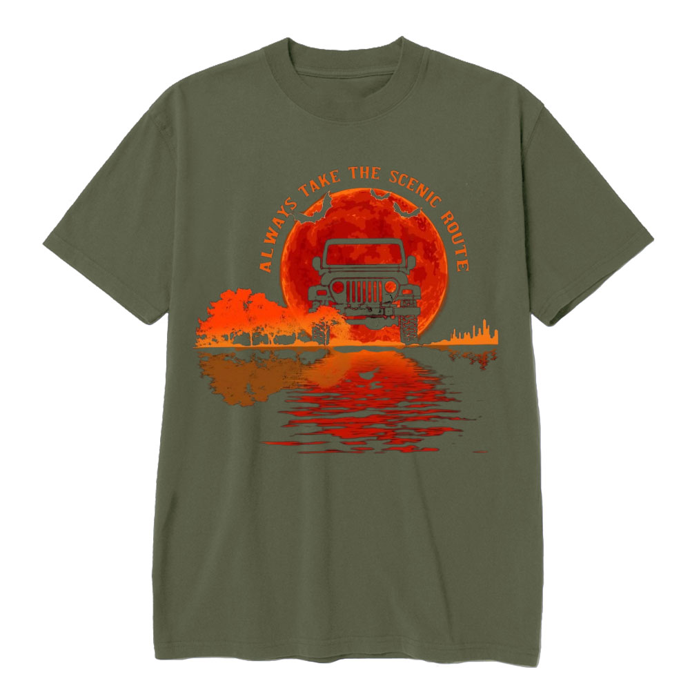 Always Take the Scenic Route Moon Lake Halloween Jp T-shirt