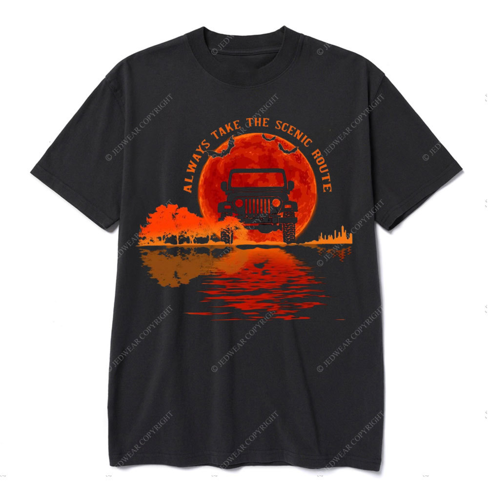 Always Take the Scenic Route Moon Lake Halloween Jp T-shirt