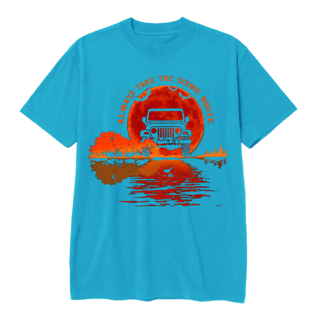 Always Take the Scenic Route Moon Lake Halloween Jp T-shirt