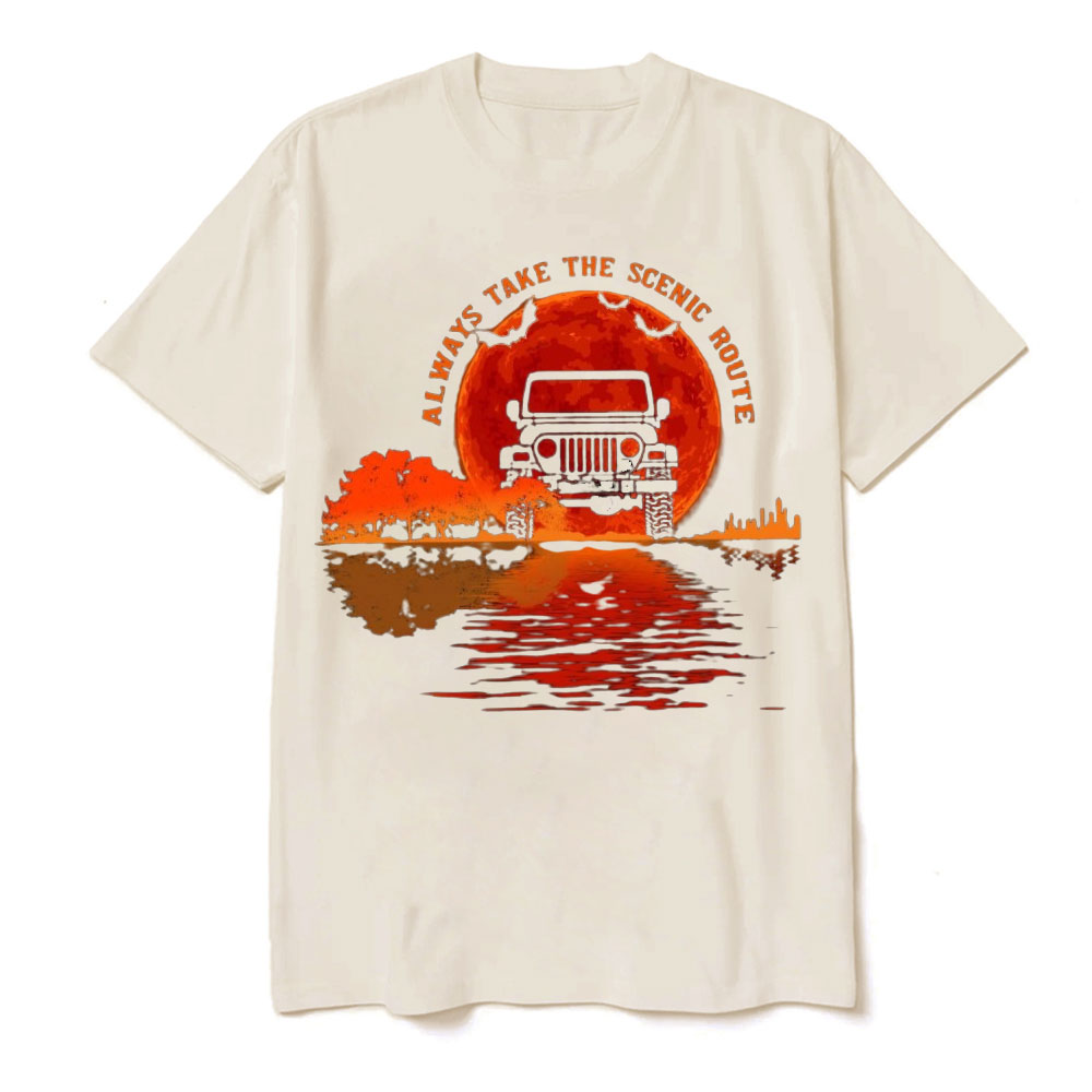 Always Take the Scenic Route Moon Lake Halloween Jp T-shirt