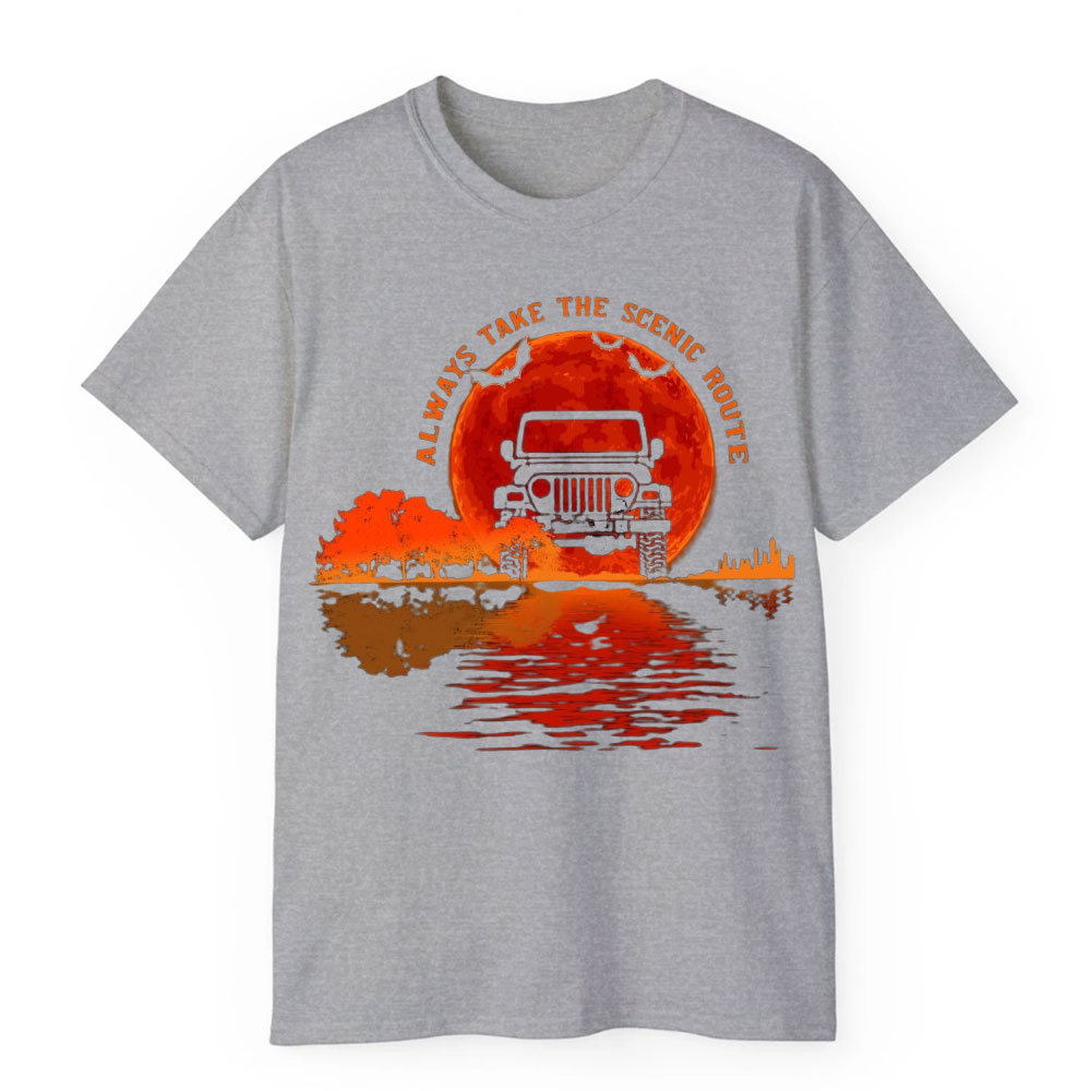 Always Take the Scenic Route Moon Lake Halloween Jp T-shirt