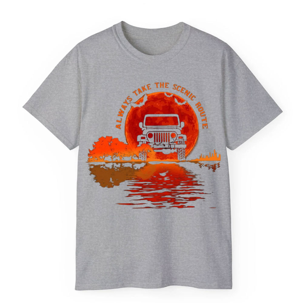 Always Take the Scenic Route Moon Lake Halloween Jp T-shirt