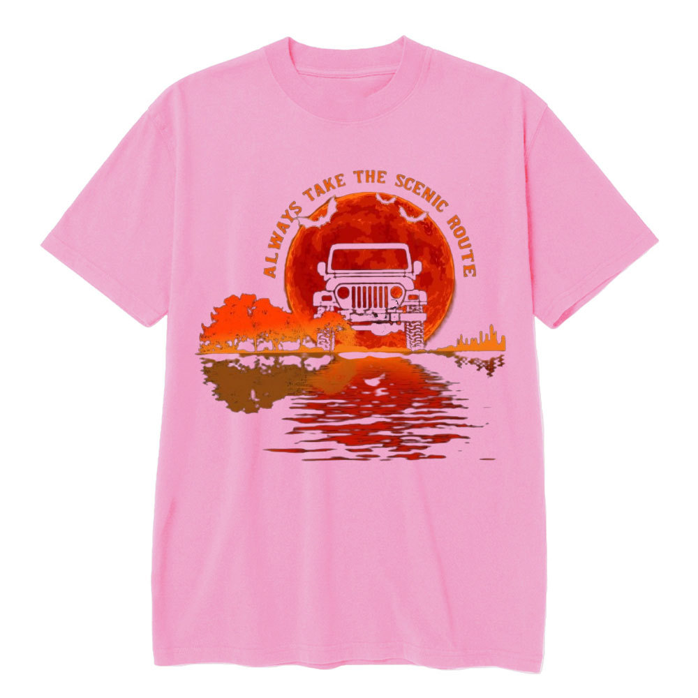 Always Take the Scenic Route Moon Lake Halloween Jp T-shirt