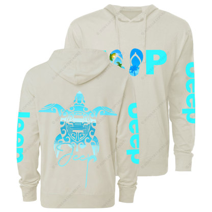 Sea Turtle Jp Print Double Printed Oversized Lightweight Hoodie