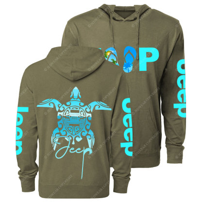 Sea Turtle Jp Print Double Printed Oversized Lightweight Hoodie