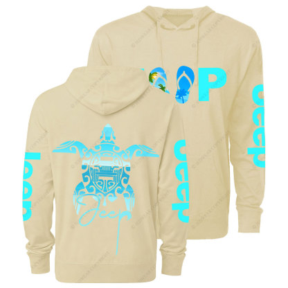Sea Turtle Jp Print Double Printed Oversized Lightweight Hoodie