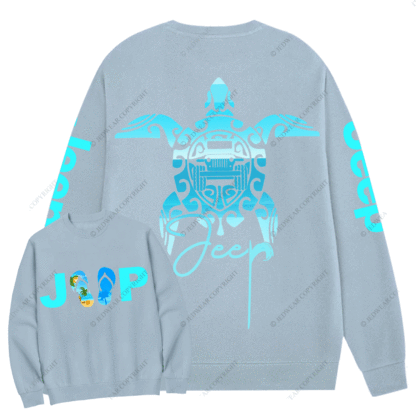 Sea Turtle Jp Print Double Printed Crew Neck Sweatshirt