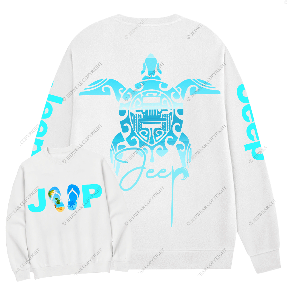 Sea Turtle Jp Print Double Printed Crew Neck Sweatshirt