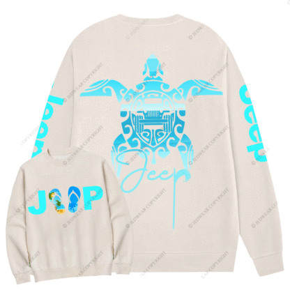 Sea Turtle Jp Print Double Printed Crew Neck Sweatshirt