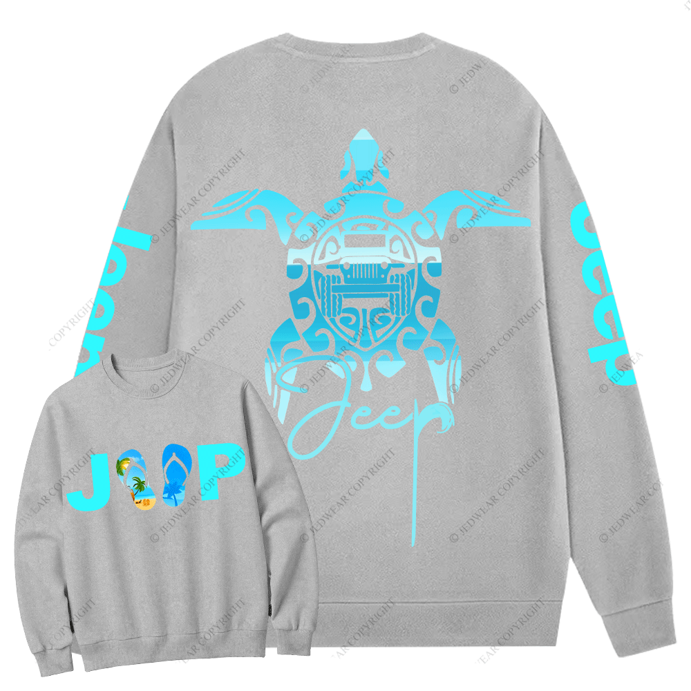 Sea Turtle Jp Print Double Printed Crew Neck Sweatshirt