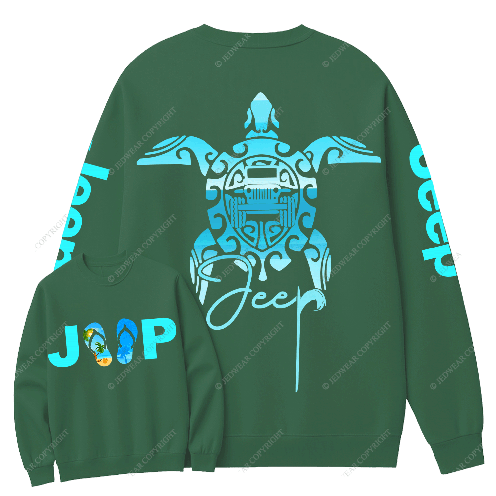Sea Turtle Jp Print Double Printed Crew Neck Sweatshirt