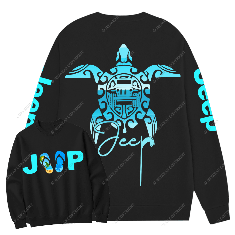 Sea Turtle Jp Print Double Printed Crew Neck Sweatshirt