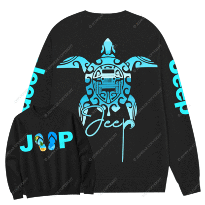 Sea Turtle Jp Print Double Printed Crew Neck Sweatshirt