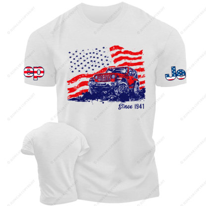 Create Tough-looking Jp Distressed Usa Flag T-Shirt