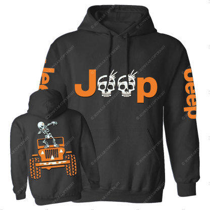 Skeletons Dancing on Jps Halloween Double Printed Casual Hoodie