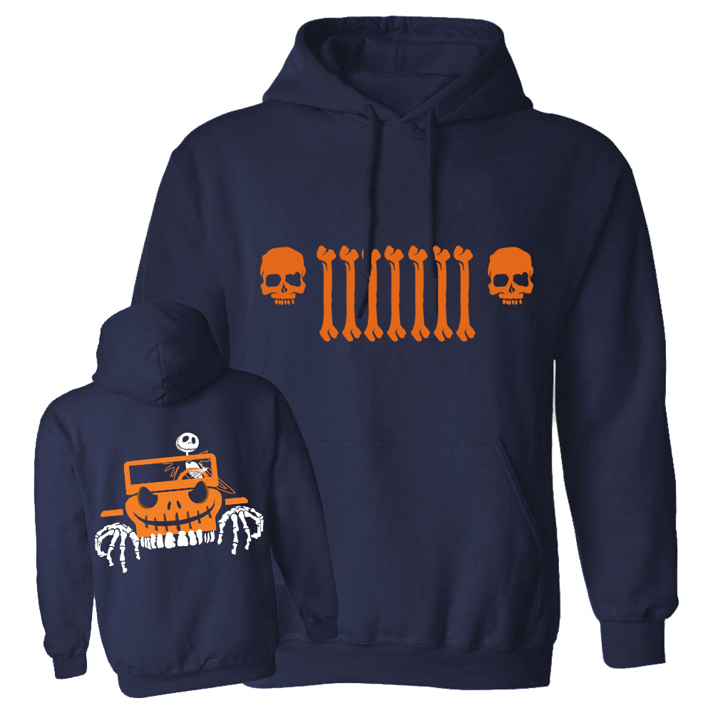 Jp Bone Grille Orange Double Printed Halloween Oversized Hoodie
