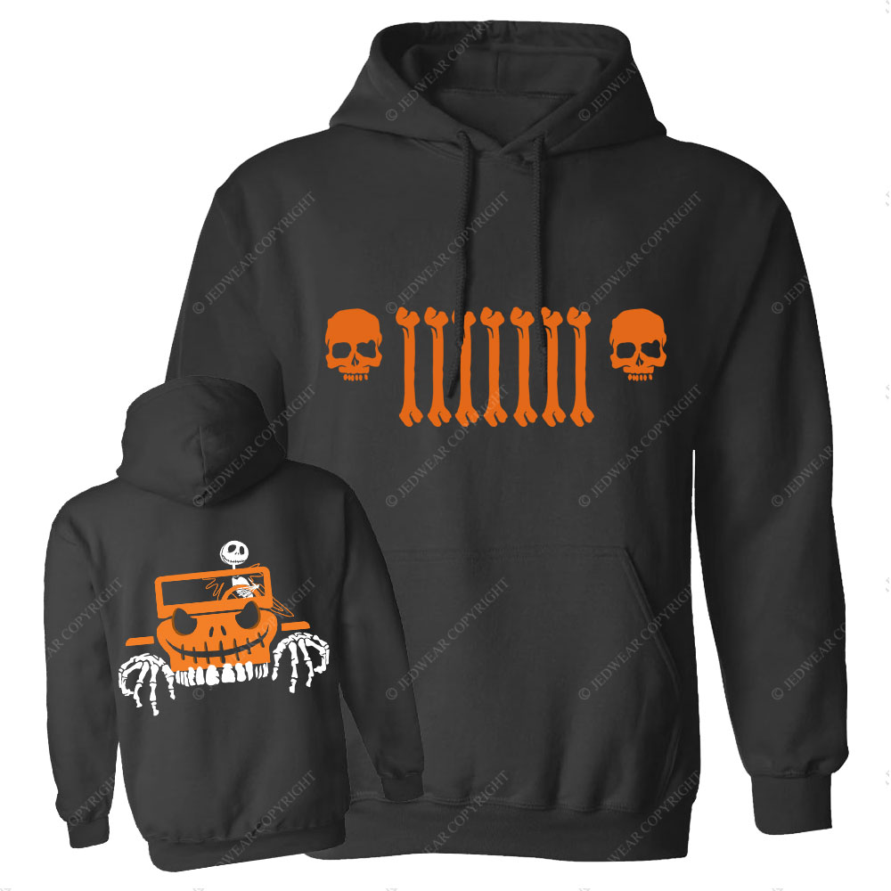 Jp Bone Grille Orange Double Printed Halloween Oversized Hoodie