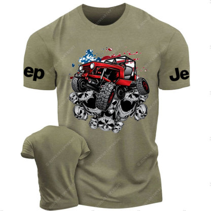 Jp Wrangler Crawler Skull and Flag Halloween T-Shirt