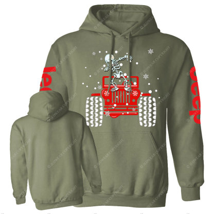 Skull Dancing Merry JperMas Snow Scence Casual Hoodie