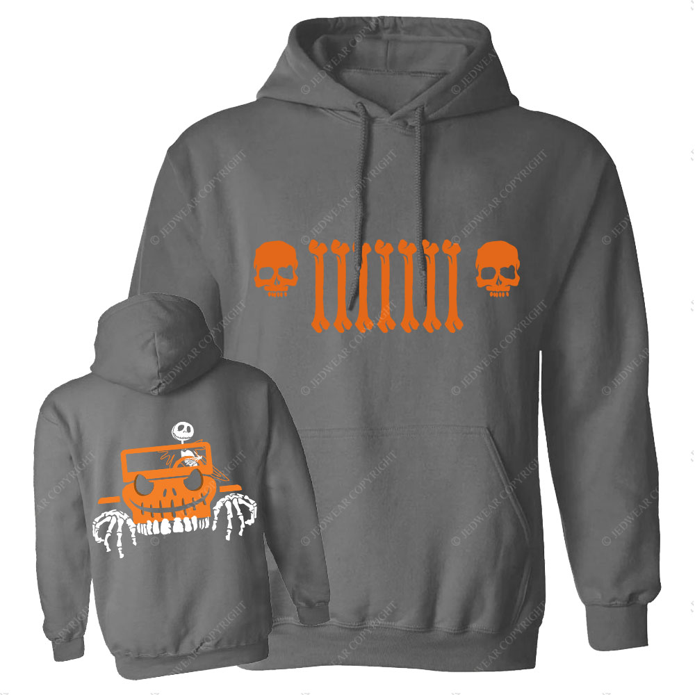 Jp Bone Grille Orange Double Printed Halloween Oversized Hoodie