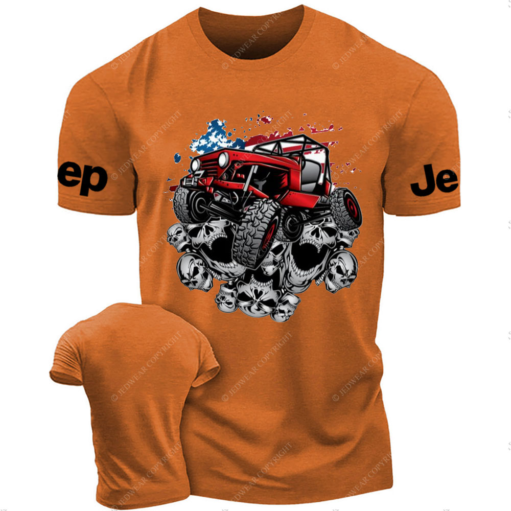 Jp Wrangler Crawler Skull and Flag Halloween T-Shirt