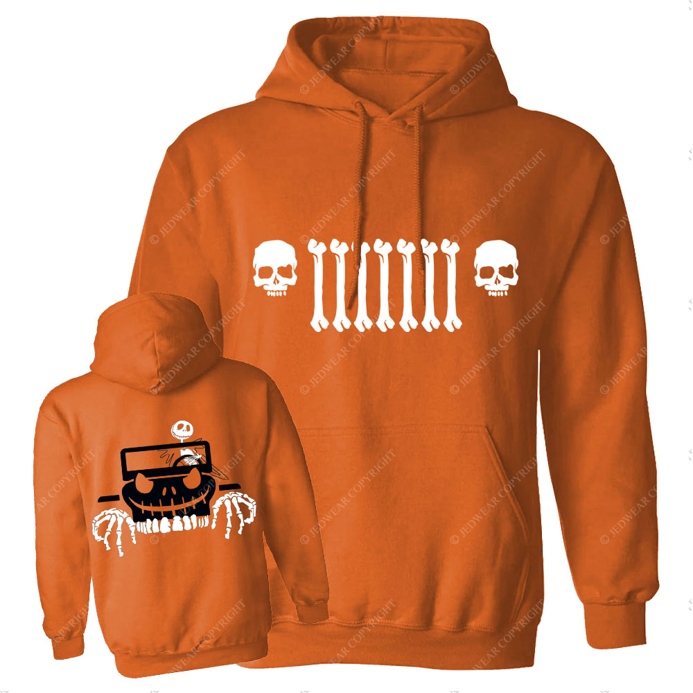 Jp Bone Grille Orange Double Printed Halloween Oversized Hoodie