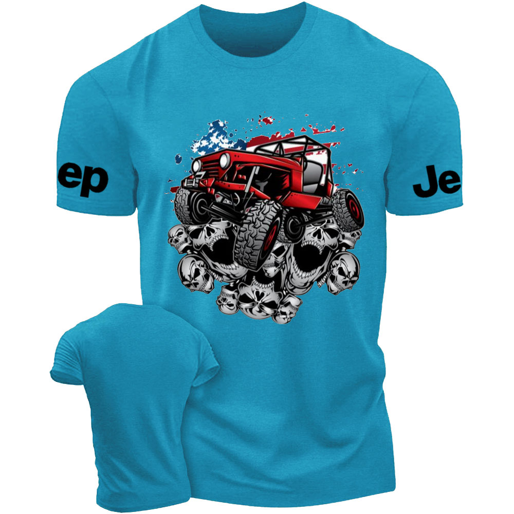 Jp Wrangler Crawler Skull and Flag Halloween T-Shirt