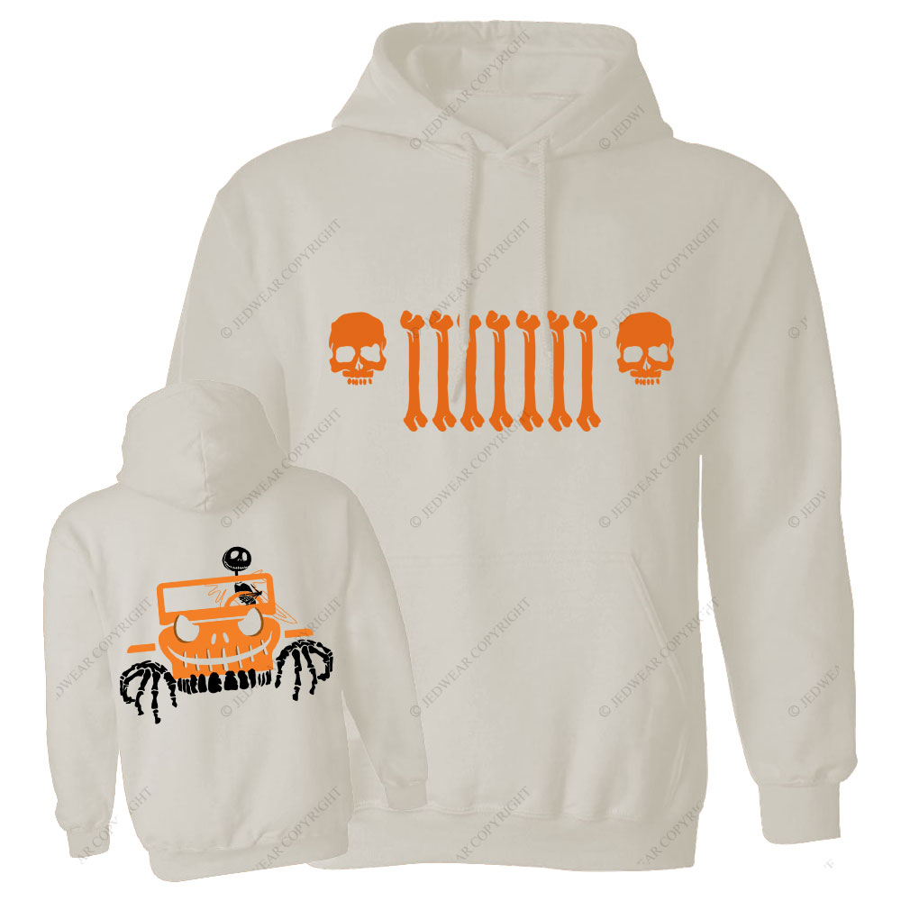 Jp Bone Grille Orange Double Printed Halloween Oversized Hoodie