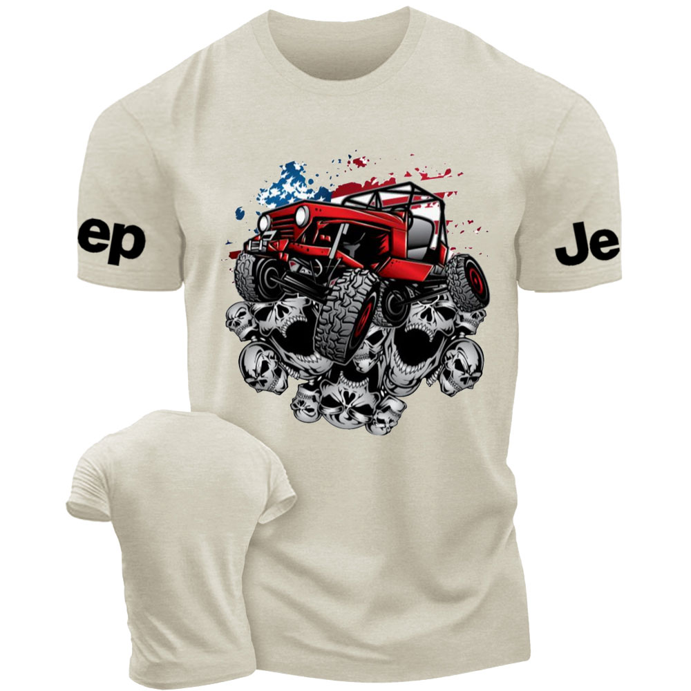 Jp Wrangler Crawler Skull and Flag Halloween T-Shirt