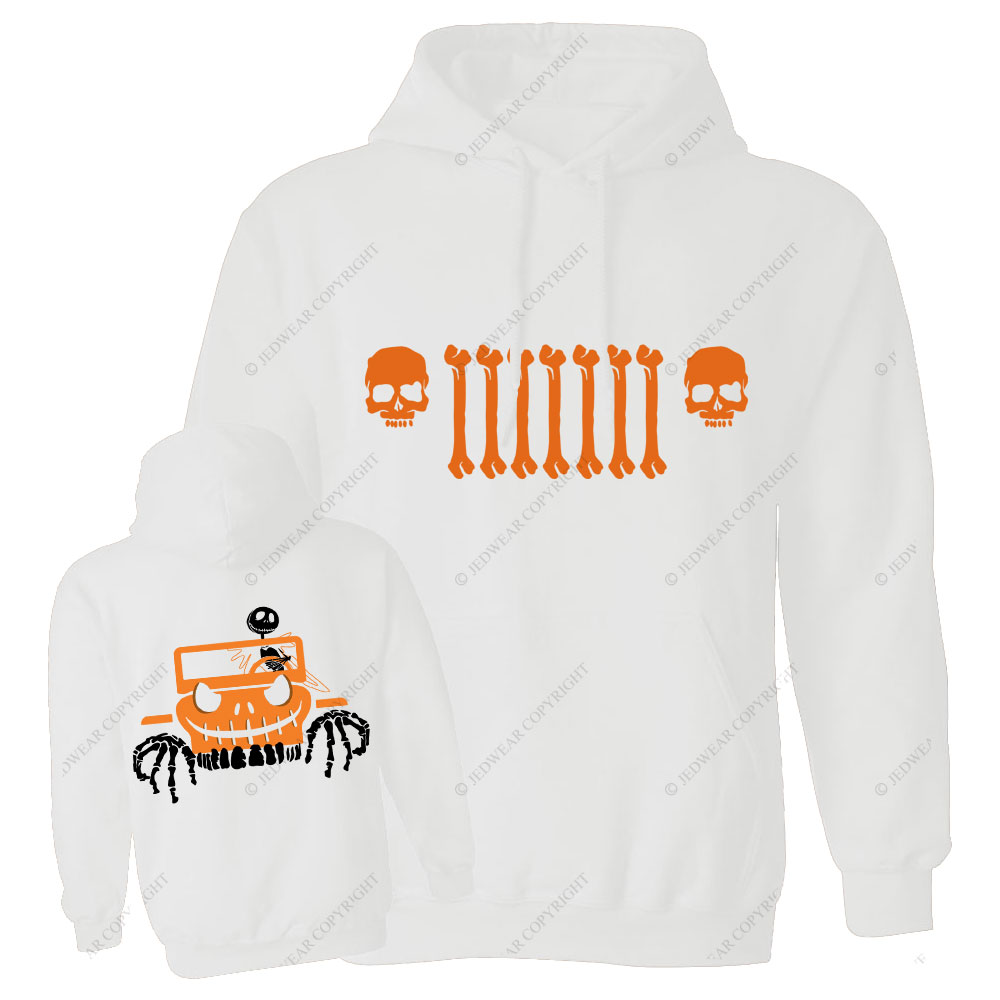 Jp Bone Grille Orange Double Printed Halloween Oversized Hoodie