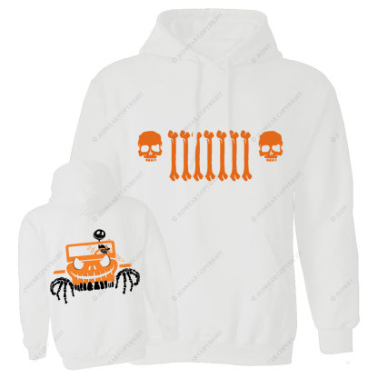 Jp Bone Grille Orange Double Printed Halloween Oversized Hoodie