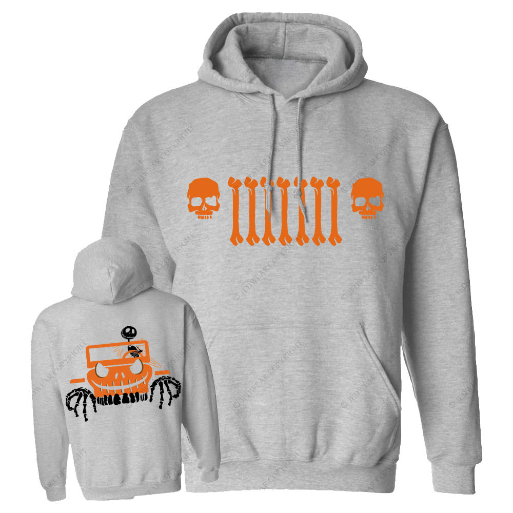 Jp Bone Grille Orange Double Printed Halloween Oversized Hoodie