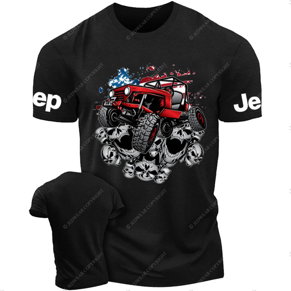 Jp Wrangler Crawler Skull and Flag Halloween T-Shirt