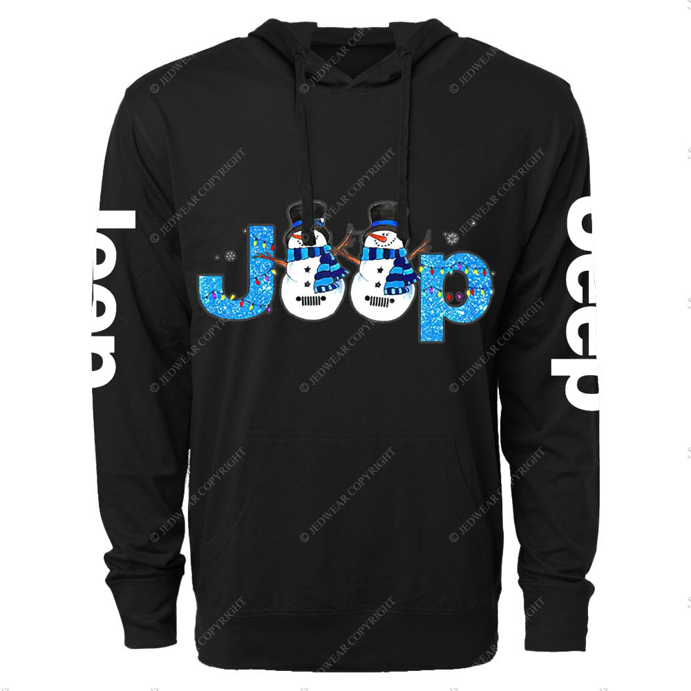Jp Snowman Blue Snowy Christmas Oversized Lightweight Hoodie