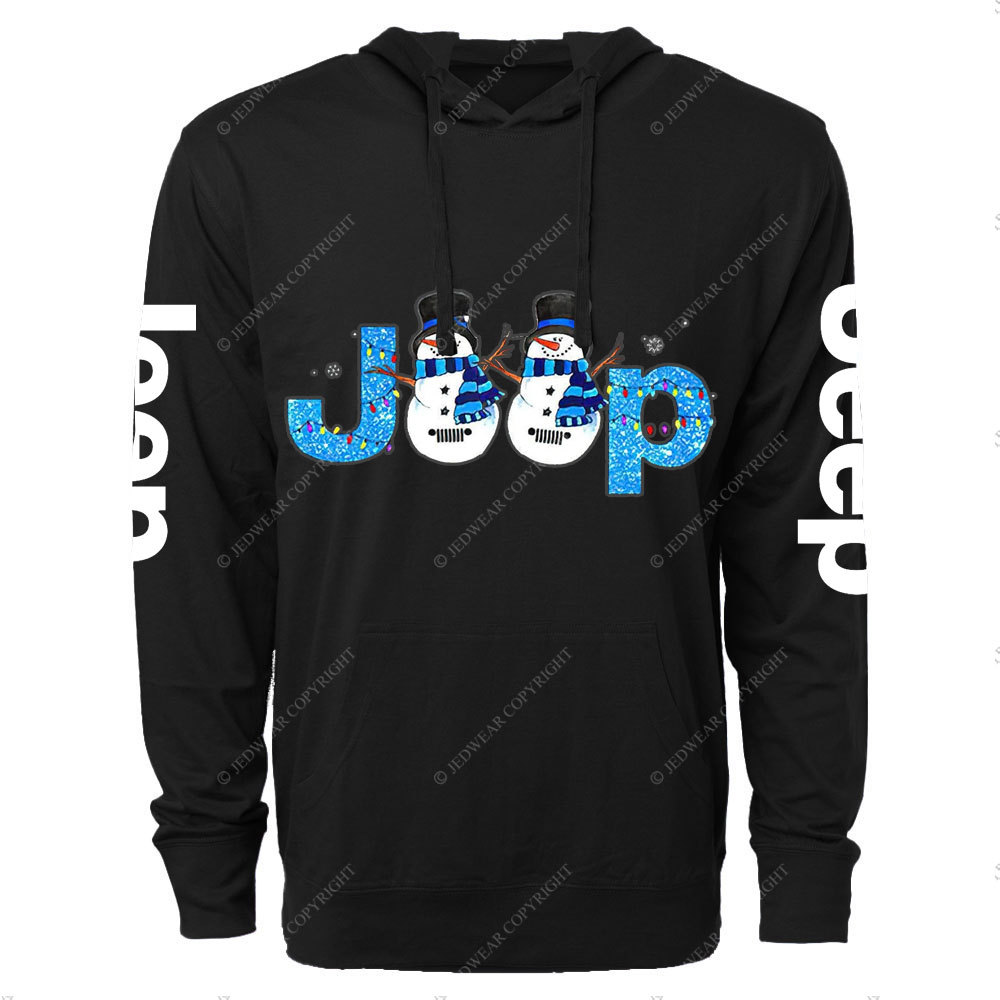 Jp Snowman Blue Snowy Christmas Oversized Lightweight Hoodie