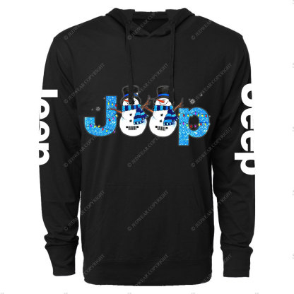 Jp Snowman Blue Snowy Christmas Oversized Lightweight Hoodie