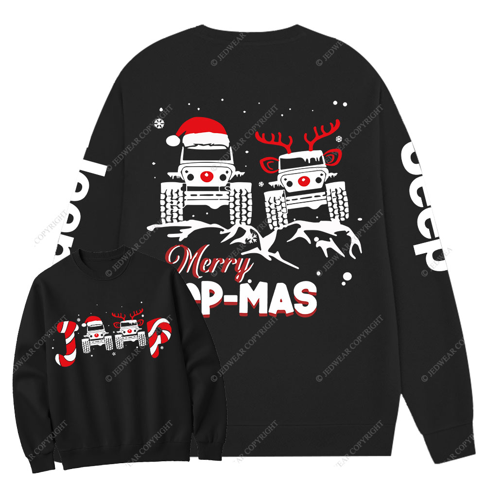 Santa Deer Candy Jp Merry Christmas Double Printed Crew Neck Sweatshirt