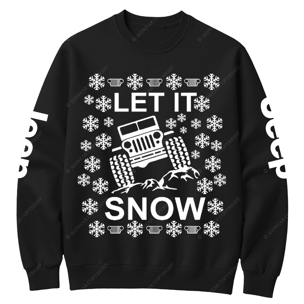 Let It Snow Funny 4x4 Offroad Ugly Christmas Jp Crew Neck Sweatshirt