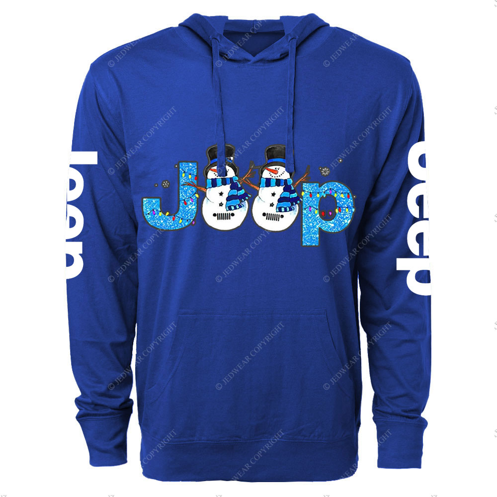 Jp Snowman Blue Snowy Christmas Oversized Lightweight Hoodie
