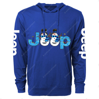 Jp Snowman Blue Snowy Christmas Oversized Lightweight Hoodie