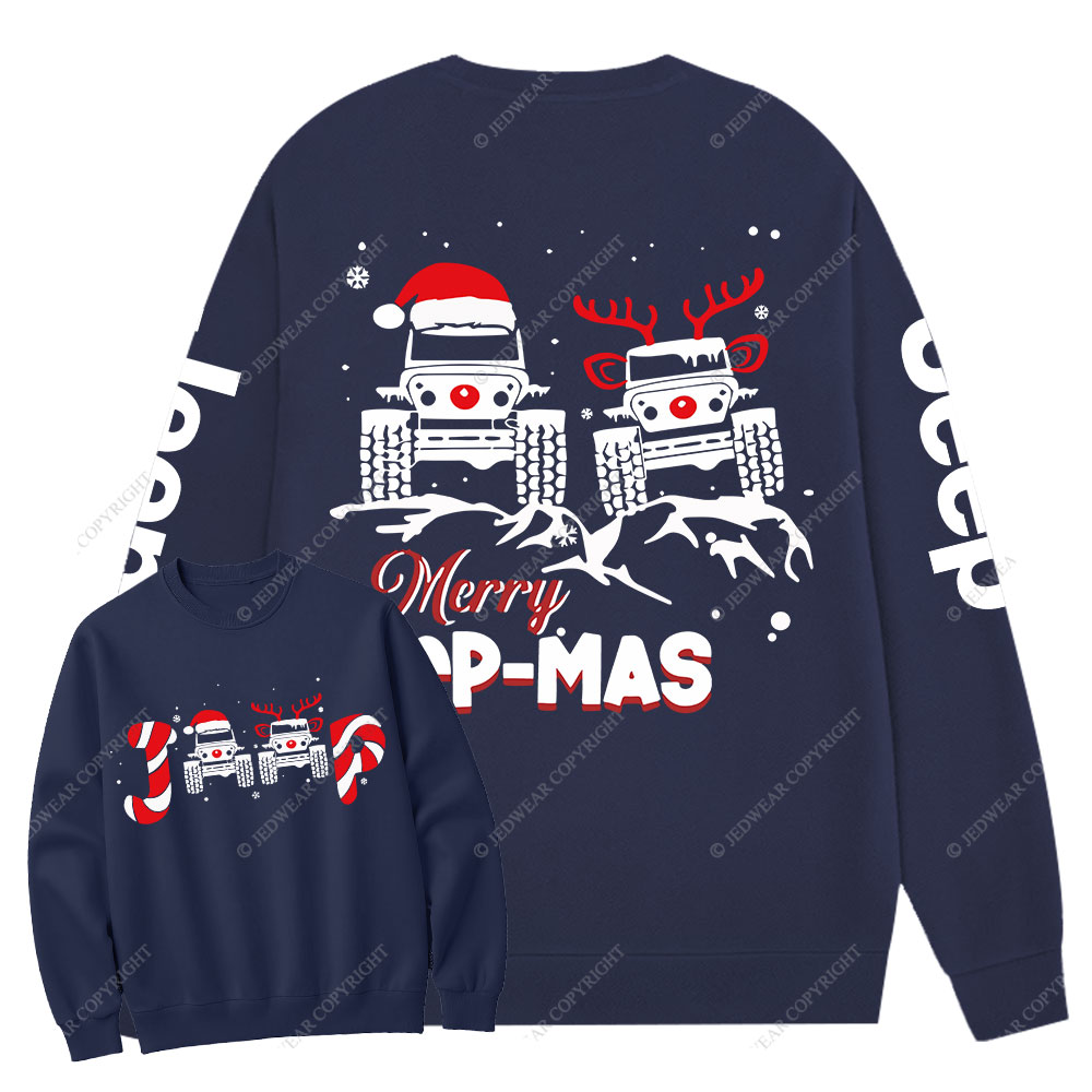 Santa Deer Candy Jp Merry Christmas Double Printed Crew Neck Sweatshirt