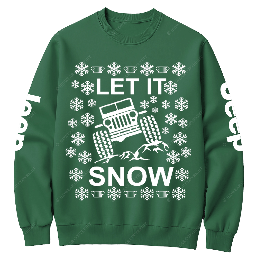 Let It Snow Funny 4x4 Offroad Ugly Christmas Jp Crew Neck Sweatshirt