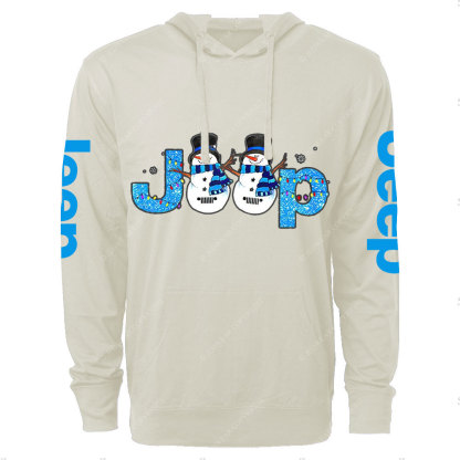 Jp Snowman Blue Snowy Christmas Oversized Lightweight Hoodie