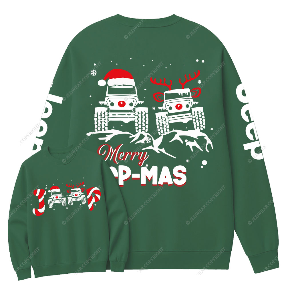 Santa Deer Candy Jp Merry Christmas Double Printed Crew Neck Sweatshirt