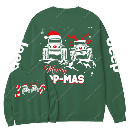 Santa Deer Candy Jp Merry Christmas Double Printed Crew Neck Sweatshirt