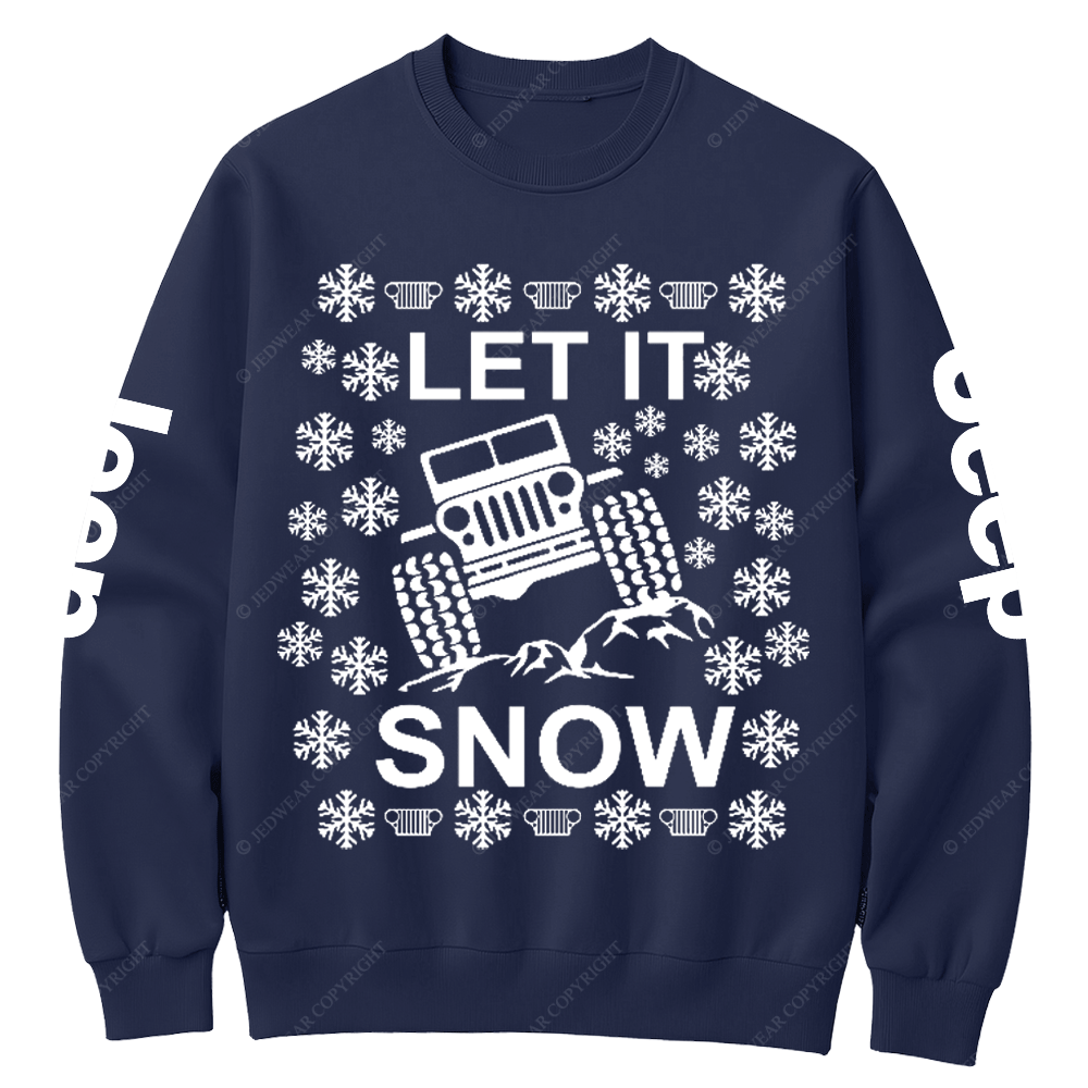Let It Snow Funny 4x4 Offroad Ugly Christmas Jp Crew Neck Sweatshirt