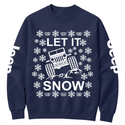 Let It Snow Funny 4x4 Offroad Ugly Christmas Jp Crew Neck Sweatshirt