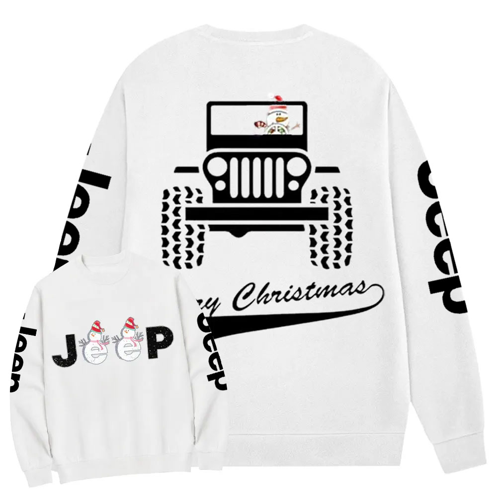 Merry Christmas Snowman Jp Double Printed Crew Neck Sweatshirt