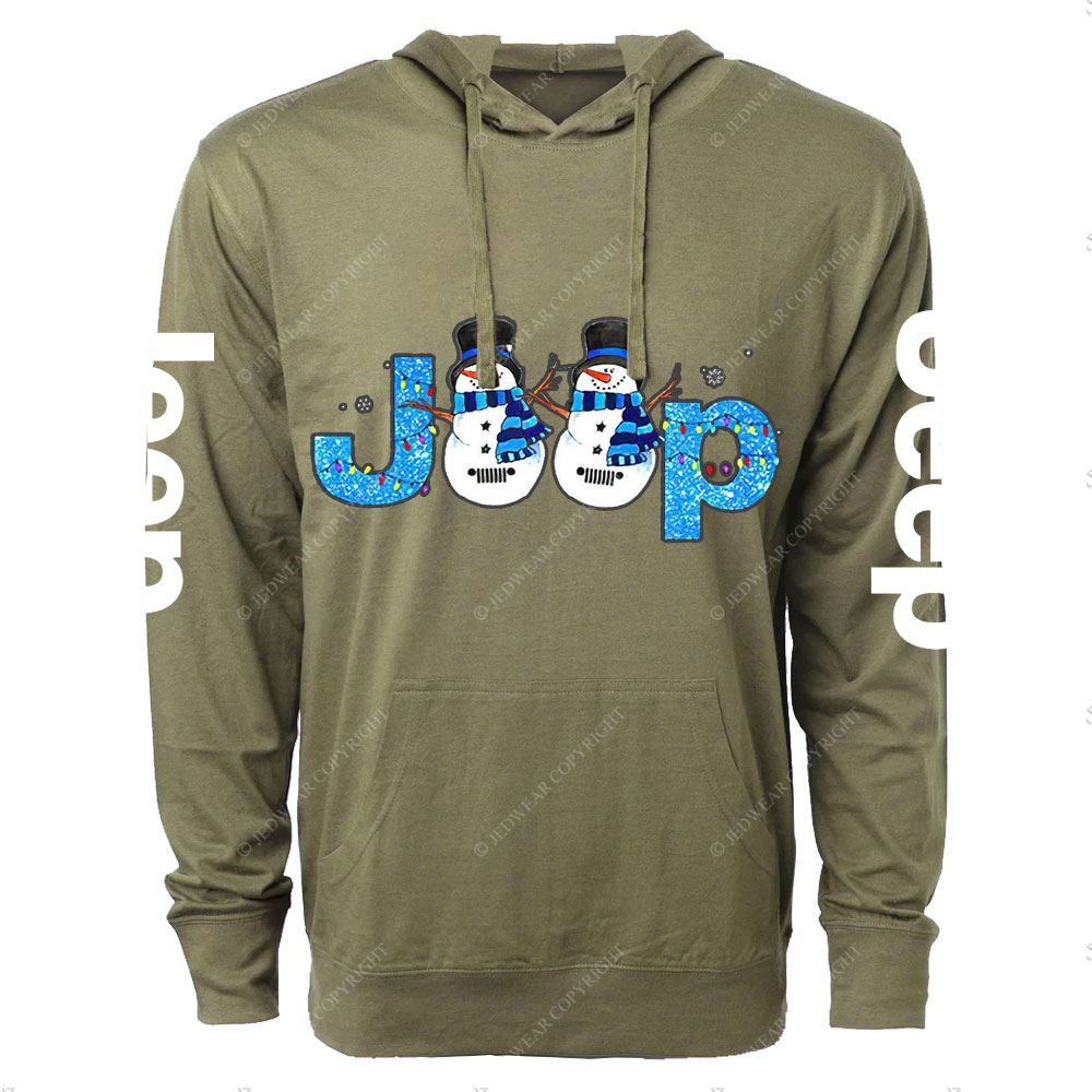 Jp Snowman Blue Snowy Christmas Oversized Lightweight Hoodie